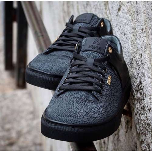 303 Dark Gray And Black Stingray Embossed Leather Sneaker