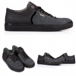 303 Dark Gray And Black Stingray Embossed Leather Sneaker Thumbnail