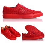 1005 Red Women Croco Embossed Leather Sneaker Thumbnail