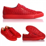 105 RED CROCO EMBOSSED LEATHER SNEAKER Thumbnail