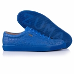 1004 Blue Women Croco Embossed Leather Sneaker Thumbnail