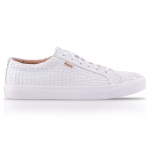 124 WHITE CROCO EMBOSSED LEATHER SNEAKER Thumbnail