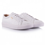 124 WHITE CROCO EMBOSSED LEATHER SNEAKER Thumbnail