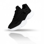 FLY 01 Black Stretch Leather Sneaker Thumbnail