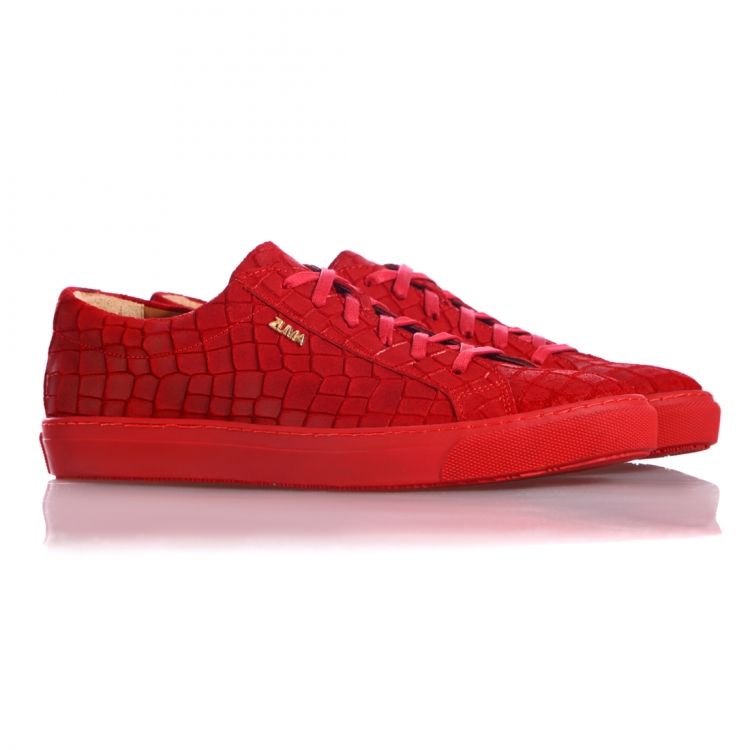 105 RED CROCO EMBOSSED LEATHER SNEAKER