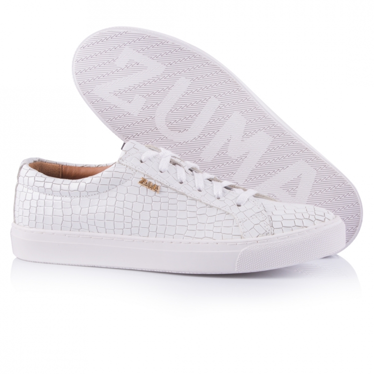 124 WHITE CROCO EMBOSSED LEATHER SNEAKER