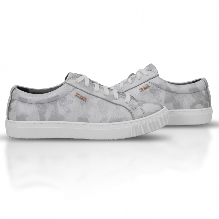 1028 White Camouflage Embossed Leather Sneaker