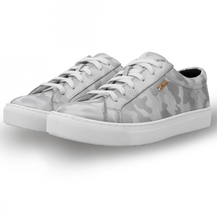 1028 White Camouflage Embossed Leather Sneaker