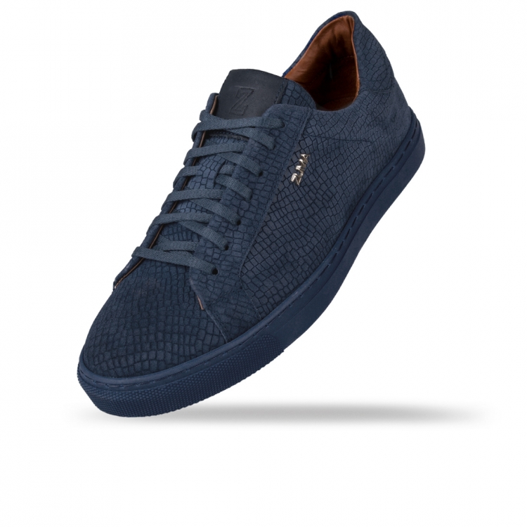 204 Blue Mini Croco Embossed Leather Sneaker