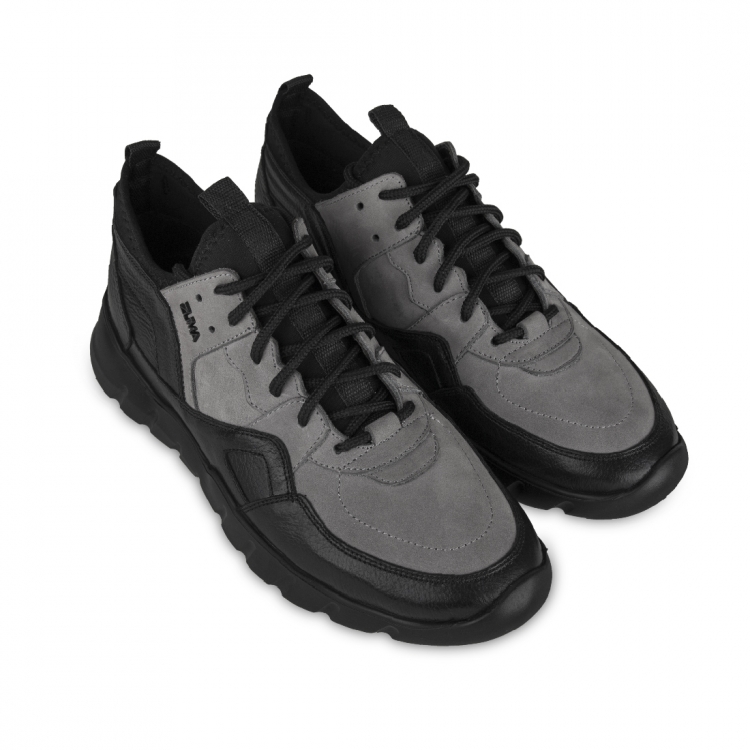 Flex 03 Black and Gray Leather Sneaker