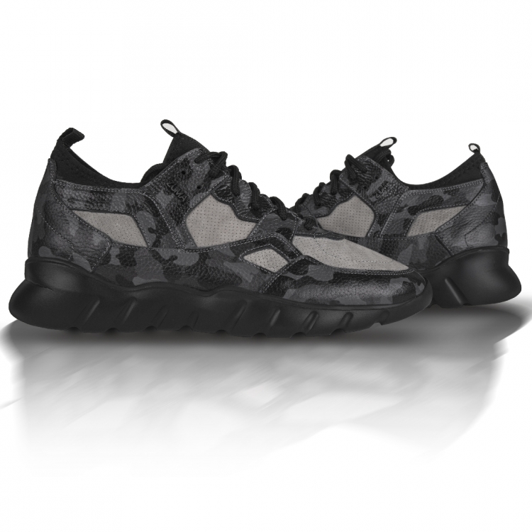 Flex 04 Black Camouflage Embossed Leather Sneaker