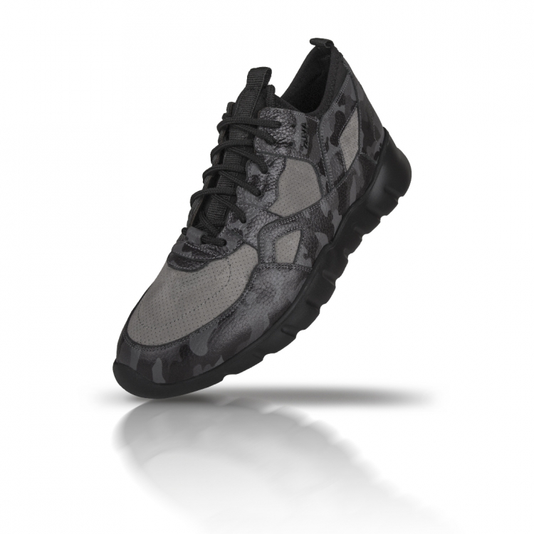 Flex 04 Black Camouflage Embossed Leather Sneaker