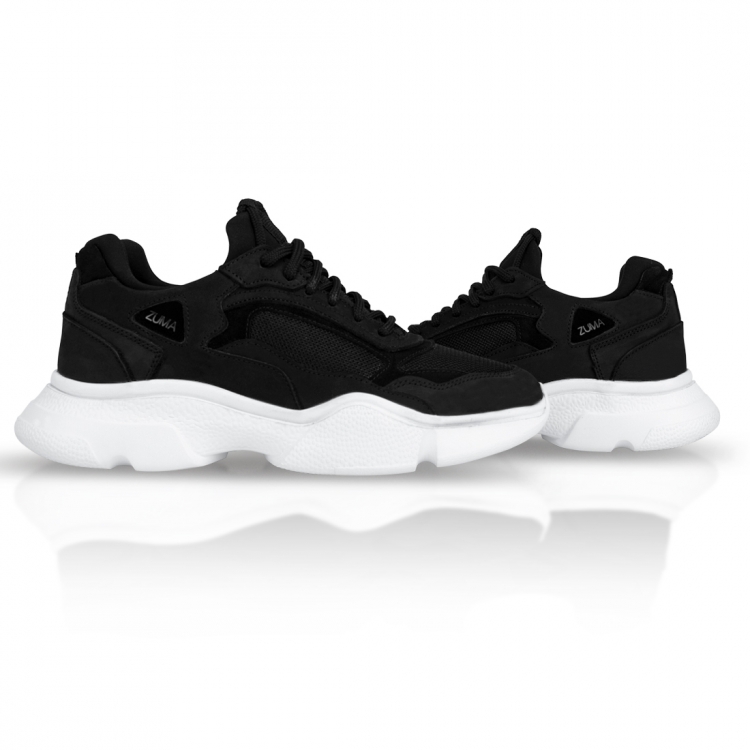FLY 01 Black Stretch Leather Sneaker