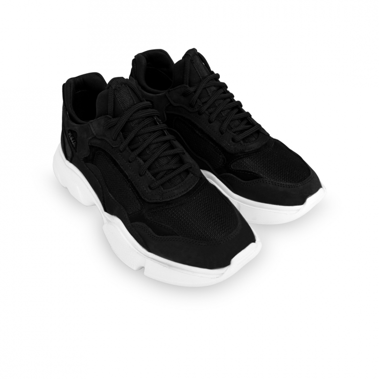 FLY 01 Black Stretch Leather Sneaker