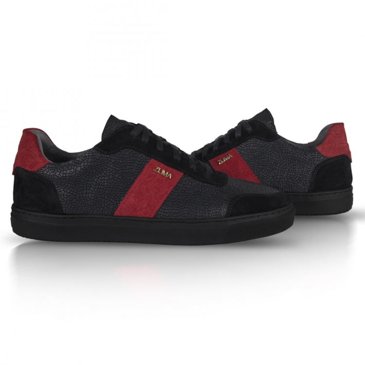 203 Black&Red Pieced Leather Sneaker