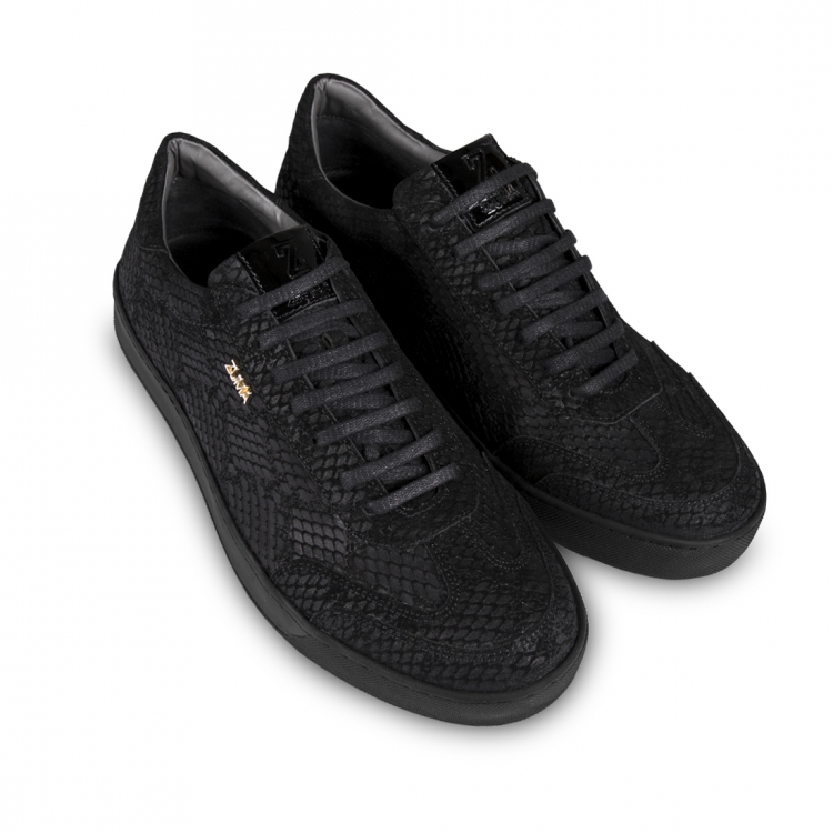 Z7 Black Cobra Embossed Leather Sneaker
