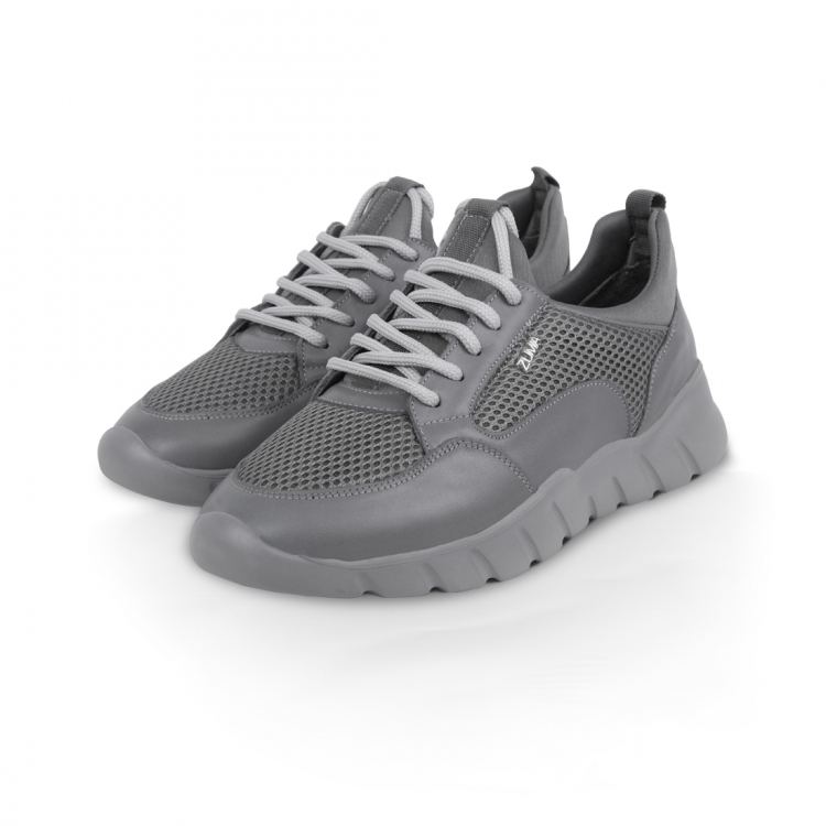 Flex 06 Gray Net Embossed Leather Sneaker