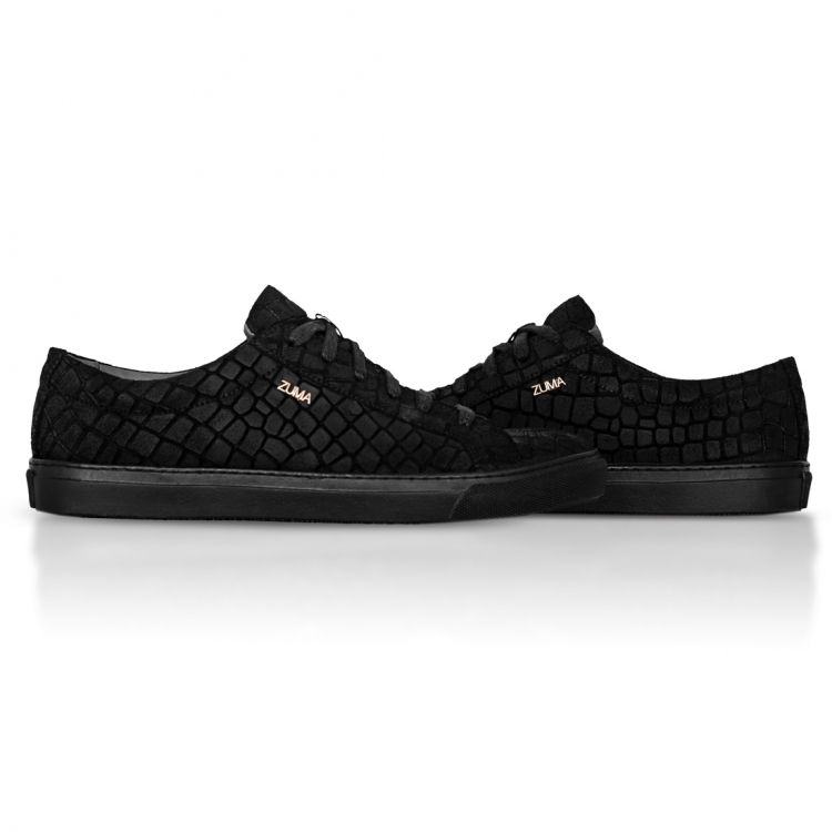 New 106 Black Croco Embossed Leather Sneaker