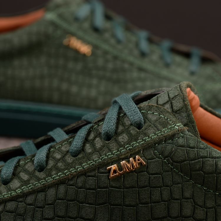 108 DARK GREEN CROCO EMBOSSED LEATHER SNEAKER Galeri Resmi 2