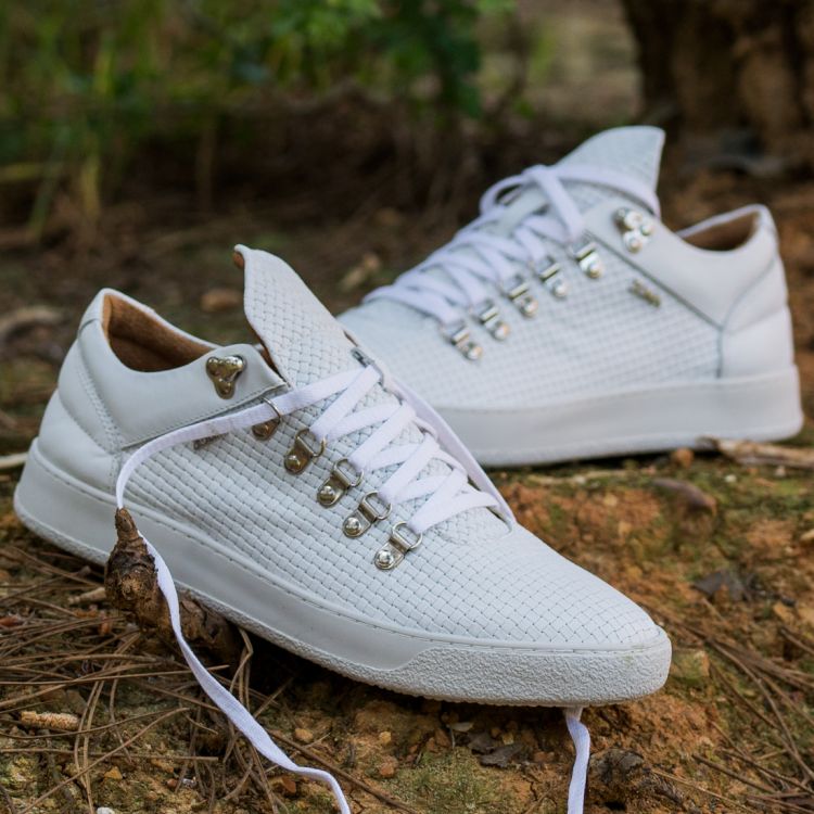 Zuma 511 White Wicker Embossed Leather Sneaker Galeri Resmi 3