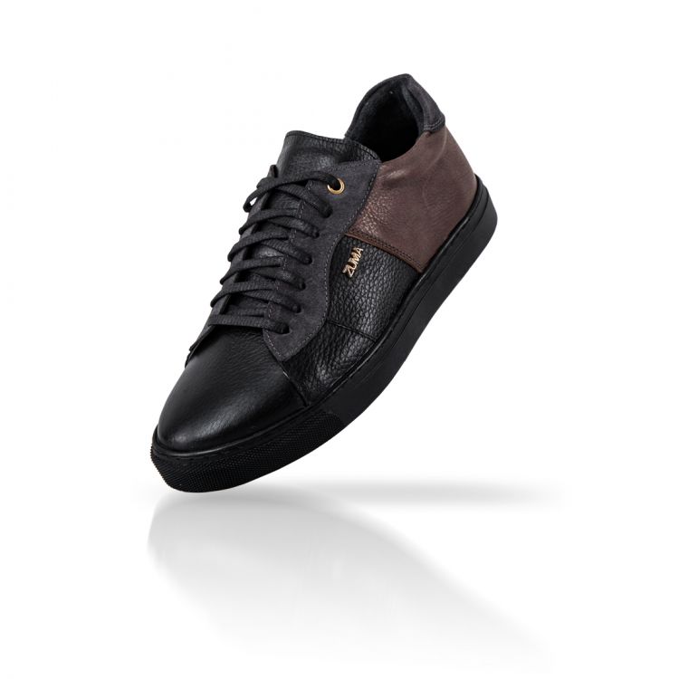 208 Black Brown Colorblocked Leather Sneakers Galeri Resmi 2