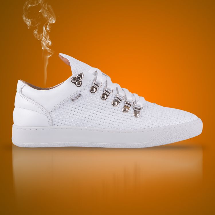 Zuma 511 White Wicker Embossed Leather Sneaker Galeri Resmi 2